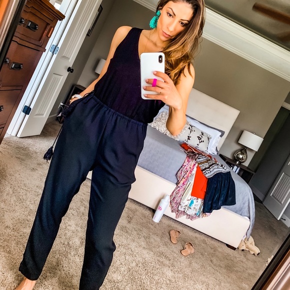 LOFT Pants - Black drawstring waist jumpsuit
